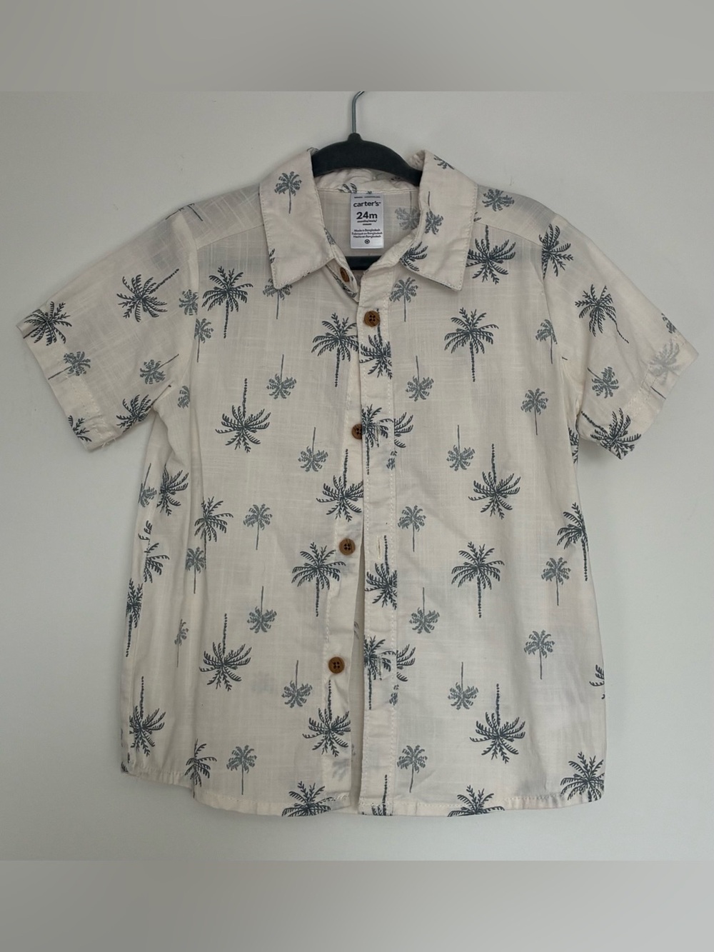 Carter's 100% Cotton Hawaiian Style Palm Print Short-Sleeve Button-Up Shirt 24M